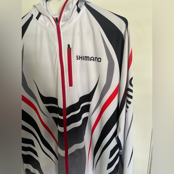 Shimano Hooded Cycling Shirt Men XL Extra Large Full Zip Thin Lightweight Jacket - Picture 2 of 4